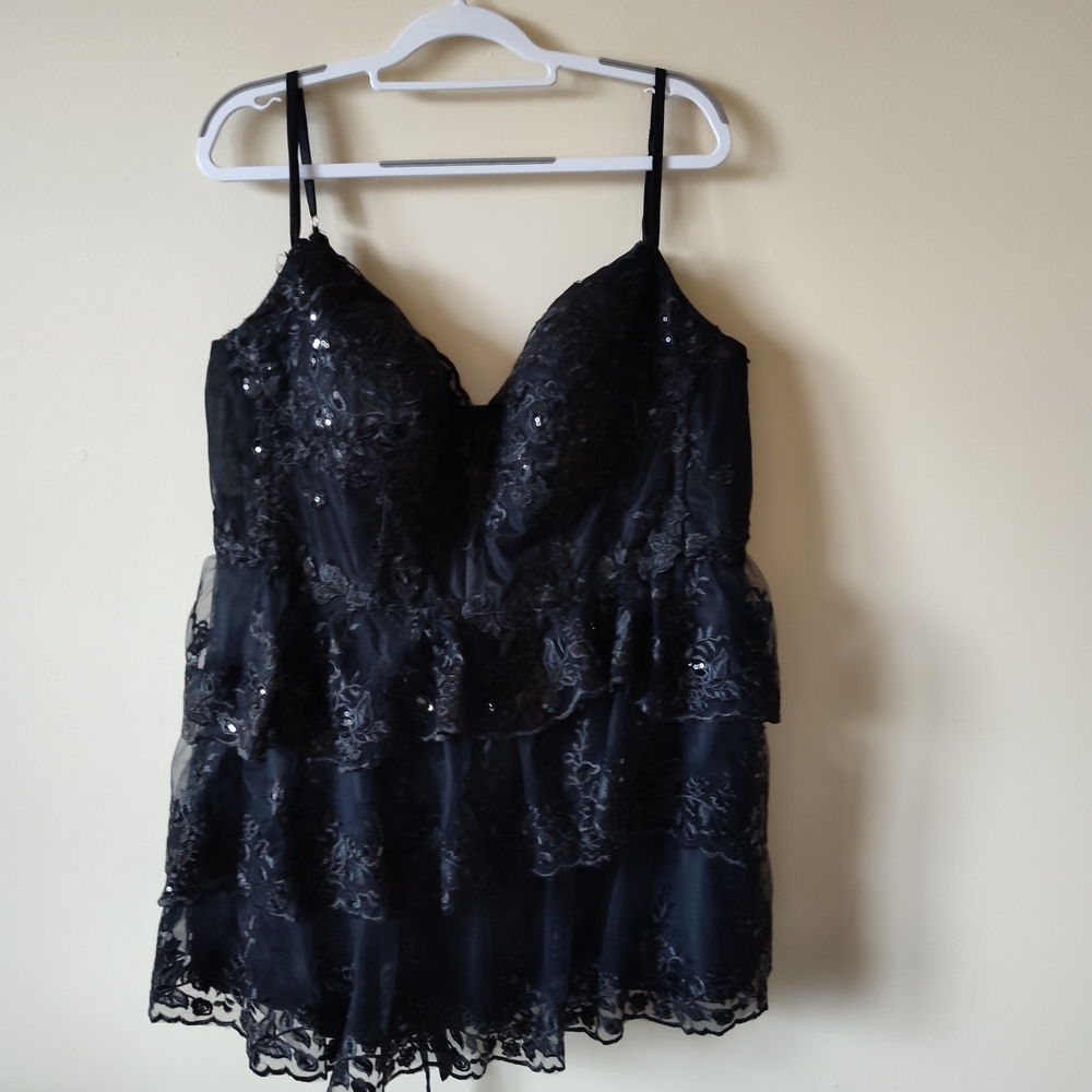 Black Sequin Cocktail Dress Size 20